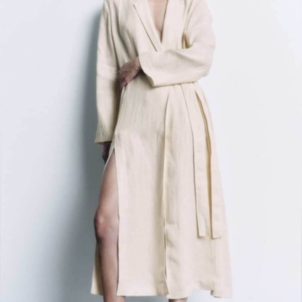 Zara Vented Linen Coat Limited Edition - Picture 2 of 4